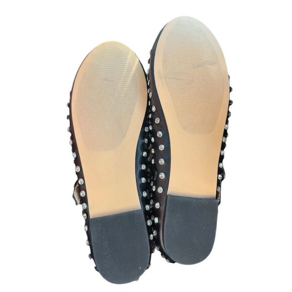 House of Harlow Studded Rhinestone Mary Jane Cross Ballet Flat Black Silver 7 - Picture 11 of 16